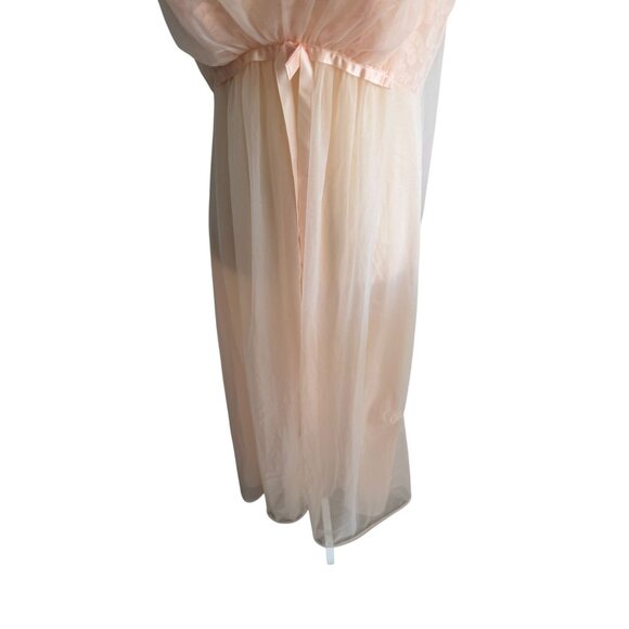 VANITY FAIR Vintage Peach Pink Lace Double Layer Nylon Nightgown Size 36 / US 6 - Picture 7 of 16